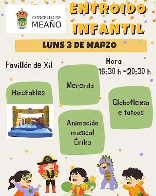 Fechas, información, programa, cartel, imágenes, mapa y ubicación de Entroido Infantil de Xil  en  Meaño
