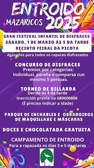Fechas, información, programa, cartel, imágenes, mapa y ubicación de Entroido  en  Mazaricos