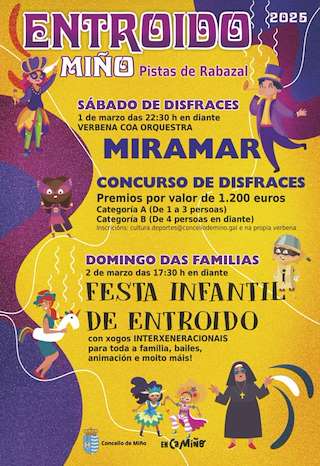 Fechas, información, programa, cartel, imágenes, mapa y ubicación de Entroido  en  Miño