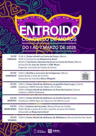 Fechas, información, programa, cartel, imágenes, mapa y ubicación de Entroido  en  Muros