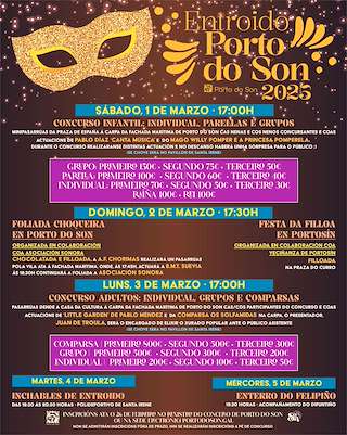 Fechas, información, programa, cartel, imágenes, mapa y ubicación de Entroido  en  Porto do Son