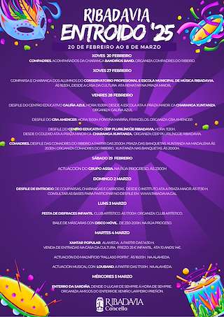 Fechas, información, programa, cartel, imágenes, mapa y ubicación de Entroido  en  Ribadavia