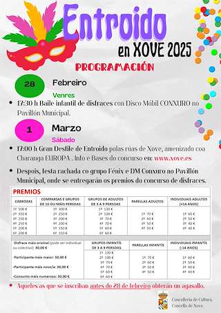 Fechas, información, programa, cartel, imágenes, mapa y ubicación de Entroido  en  Xove