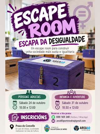 Fechas, información, programa, cartel, imágenes, mapa y ubicación de Escape Room - Escapa da Desigualdade (2026)  en  Salvaterra do Miño
