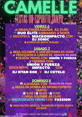 Fechas, información, programa, cartel, imágenes, mapa y ubicación de Espíritu Santo de Camelle  en  Camariñas