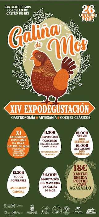 Fechas, información, programa, cartel, imágenes, mapa y ubicación de XIV Expodegustación Galiña de Mos (2025)  en  Castro de Rei