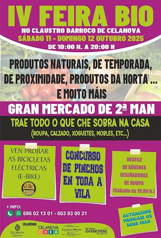 Fechas, información, programa, cartel, imágenes, mapa y ubicación de IV Feira Bio (2025)  en  Celanova