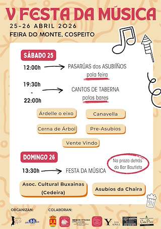 Fechas, información, programa, cartel, imágenes, mapa y ubicación de V Feira da Música (2026)  en  Cospeito