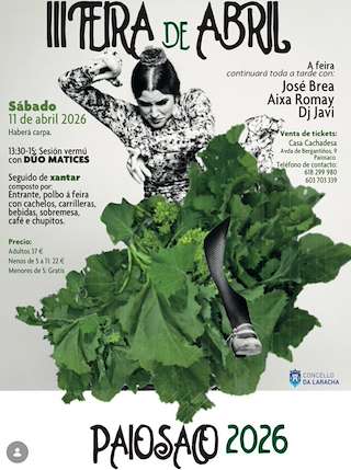 Fechas, información, programa, cartel, imágenes, mapa y ubicación de Feira de Abril de Paiosaco (2026)  en  A Laracha