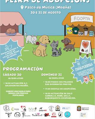 Fechas, información, programa, cartel, imágenes, mapa y ubicación de Feira de Adopcións  en  Moaña