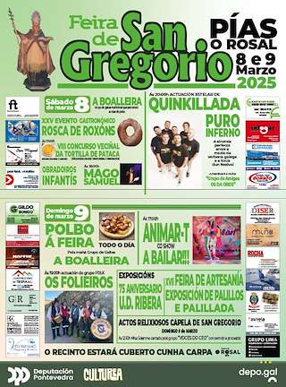 Fechas, información, programa, cartel, imágenes, mapa y ubicación de Feira de San Gregorio de Pias  en  O Rosal