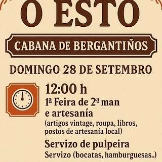 Fechas, información, programa, cartel, imágenes, mapa y ubicación de I Feira de Segunda Man e Artesanía de O Esto  en  Cabana de Bergantiños