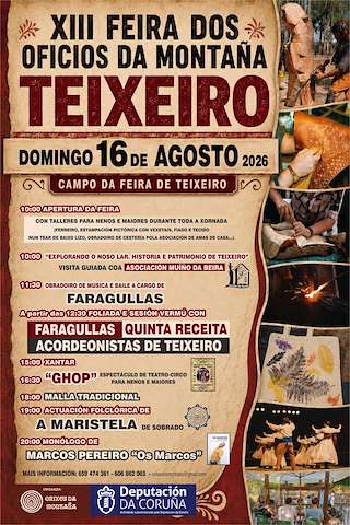 Fechas, información, programa, cartel, imágenes, mapa y ubicación de XIII Feira dos Oficios de Montaña de Teixeiro (2026) en Curtis