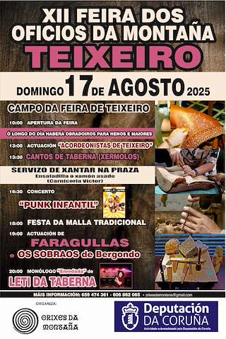 Fechas, información, programa, cartel, imágenes, mapa y ubicación de XII Feira dos Oficios de Montaña de Teixeiro  en  Curtis