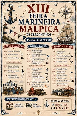 Fechas, información, programa, cartel, imágenes, mapa y ubicación de XIII Feira Mariñeira (2026) en Malpica de Bergantiños