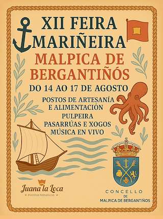 Fechas, información, programa, cartel, imágenes, mapa y ubicación de XII Feira Mariñeira  en  Malpica de Bergantiños