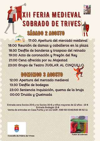 Fechas, información, programa, cartel, imágenes, mapa y ubicación de XII Feira Medieval de Sobrado  en  A Pobra de Trives
