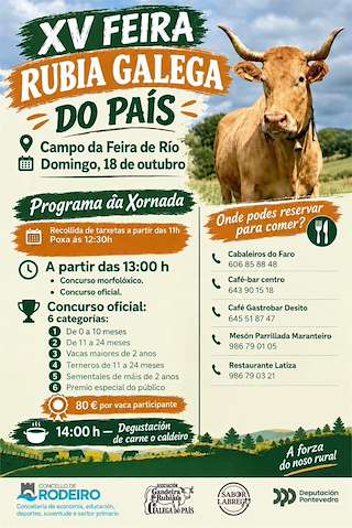 Fechas, información, programa, cartel, imágenes, mapa y ubicación de XV Feira Rubia Galega do País (2026)  en  Rodeiro