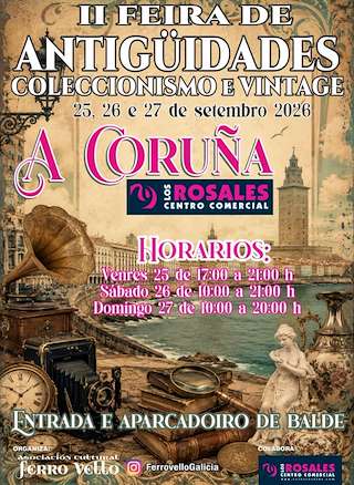 Fechas, información, programa, cartel, imágenes, mapa y ubicación de II Feria de Antigüedades, Coleccionismo e Vintage de Los Rosales  (2026) en A Coruña
