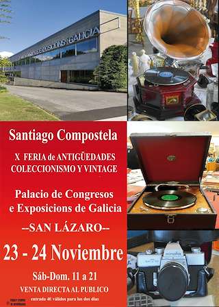 Fechas, información, programa, cartel, imágenes, mapa y ubicación de X Feria de Antigüedades, Coleccionismo y Vintage  en  Santiago de Compostela
