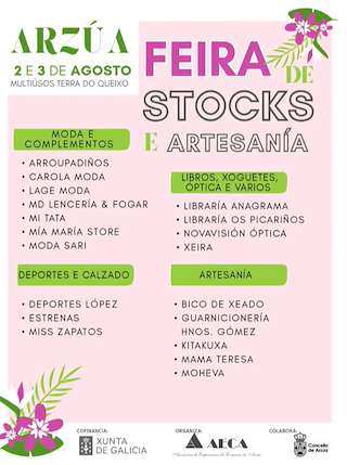 Fechas, información, programa, cartel, imágenes, mapa y ubicación de Feria de Stocks y Artesanía  en  Arzúa