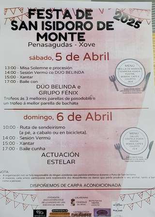 Festa de San Isidoro de Penasagudas (2026) en Xove