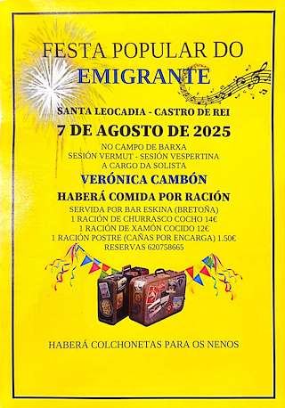 Festa do Emigrante de Santa Leocadia (2026) en Castro de Rei