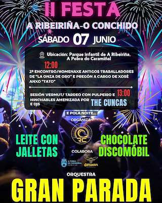 Fechas, información, programa, cartel, imágenes, mapa y ubicación de II Festa A Ribeiriña de O Conchido   en  A Pobra do Caramiñal
