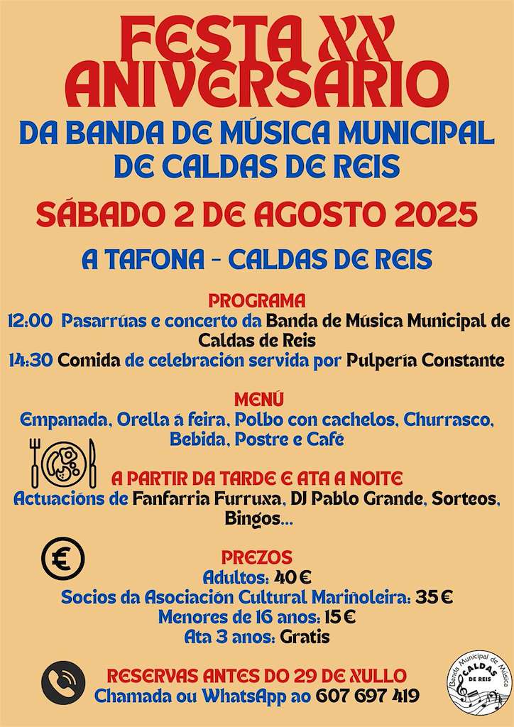 Festa XX Aniversario da Banda de Música en Caldas de Reis