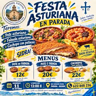 Fechas, información, programa, cartel, imágenes, mapa y ubicación de Festa Asturiana de Parada (2026)  en  Nigrán