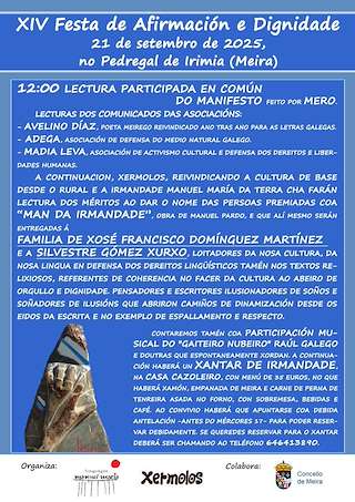 Fechas, información, programa, cartel, imágenes, mapa y ubicación de XIV Festa da Afirmación e Dignidade do Pedregal de Irimia  en  Meira