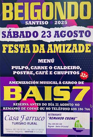 Fechas, información, programa, cartel, imágenes, mapa y ubicación de Festa da Amizade de Beigondo  en  Santiso