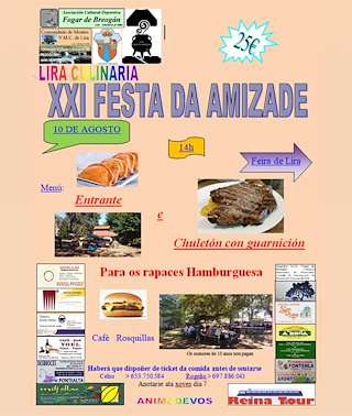 Fechas, información, programa, cartel, imágenes, mapa y ubicación de XXI Festa da Amizade de Lira  en  Salvaterra do Miño