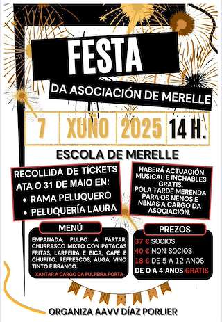 Fechas, información, programa, cartel, imágenes, mapa y ubicación de Festa da Asociación de Merelle  en  Ordes