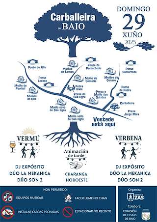 Fechas, información, programa, cartel, imágenes, mapa y ubicación de Festa da Carballeira de Baio  en  Zas
