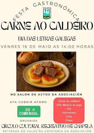 Fechas, información, programa, cartel, imágenes, mapa y ubicación de Festa da Carne ó Caldeiro de Chapela  en  Redondela