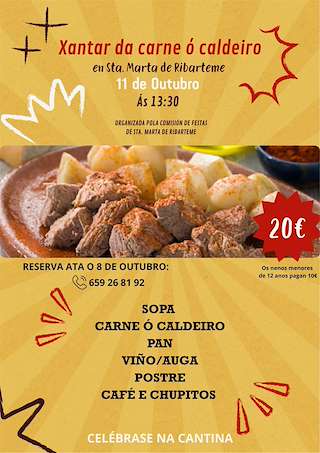 Fechas, información, programa, cartel, imágenes, mapa y ubicación de Festa da Carne ó Caldeiro de Santa Marta de Ribarteme  en  As Neves