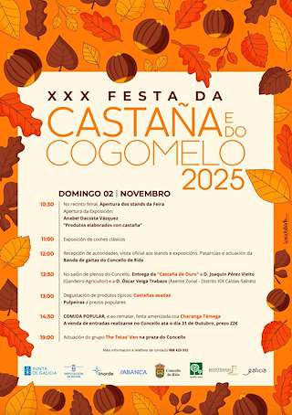 Fechas, información, programa, cartel, imágenes, mapa y ubicación de XXX Festa da Castaña e do Cogomelo  en  O Riós