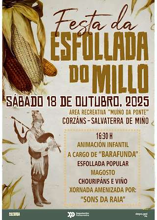 Fechas, información, programa, cartel, imágenes, mapa y ubicación de Festa da Esfolla do Millo de Corzáns (2025)  en  Salvaterra do Miño