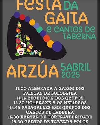 Fechas, información, programa, cartel, imágenes, mapa y ubicación de Festa da Gaita Galega e Cantos de Taberna  en  Arzúa