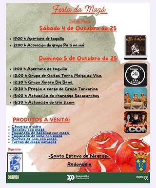 Fechas, información, programa, cartel, imágenes, mapa y ubicación de Festa da Mazá (2025)  en  Redondela