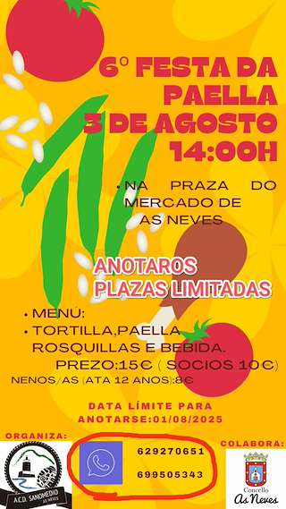 Fechas, información, programa, cartel, imágenes, mapa y ubicación de VI Festa da Paella   en  As Neves