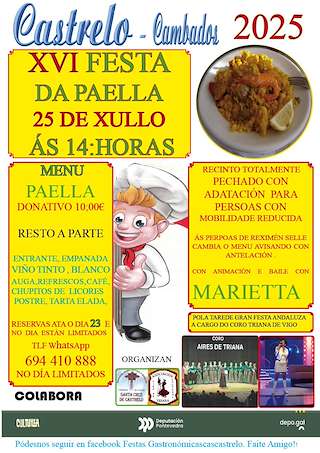 Fechas, información, programa, cartel, imágenes, mapa y ubicación de XVI Festa da Paella de Castrelo  en  Cambados