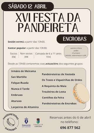 Fechas, información, programa, cartel, imágenes, mapa y ubicación de XVI Festa da Pandeireta  en  Cerceda