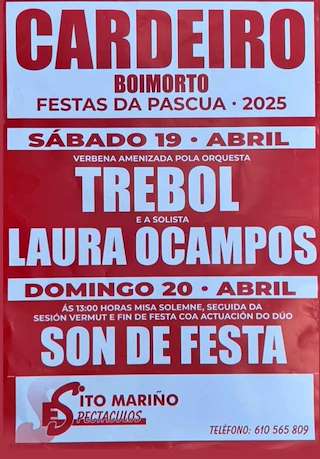 Fechas, información, programa, cartel, imágenes, mapa y ubicación de Festa da Pascua de Cardeiro  en  Boimorto