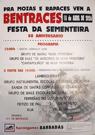 Fechas, información, programa, cartel, imágenes, mapa y ubicación de Festa da Sementeira de Bentraces (2026) en Barbadás