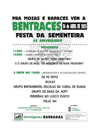 Fechas, información, programa, cartel, imágenes, mapa y ubicación de Festa da Sementeira de Bentraces  en  Barbadás