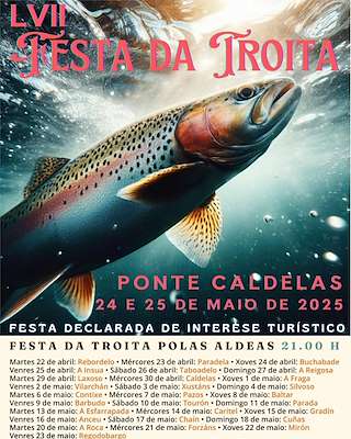 Fechas, información, programa, cartel, imágenes, mapa y ubicación de LVII Festa da Troita  en  Ponte Caldelas