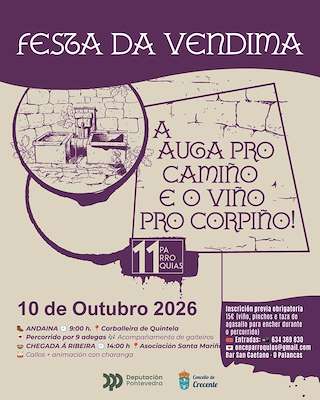 Fechas, información, programa, cartel, imágenes, mapa y ubicación de Festa da Vendima (2026)  en  Crecente