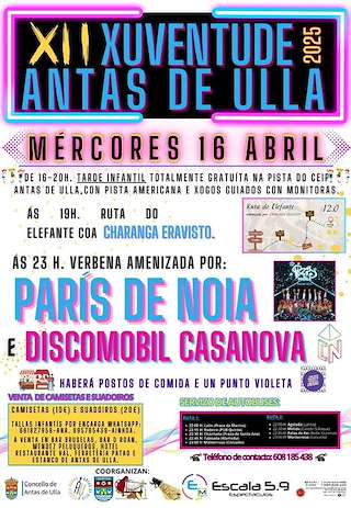 Fechas, información, programa, cartel, imágenes, mapa y ubicación de XII Festa da Xuventude  en  Antas de Ulla